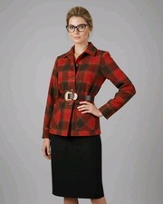 Pendleton Heritage Limited Vtg Red Plaid Virgin Wool Blazer Jacket Womens Small