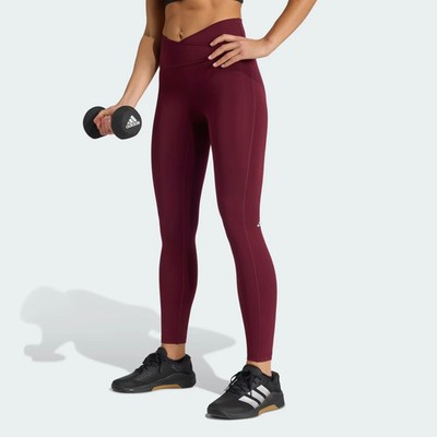 Adidas Damen Training 3 Streifen Studio All Me 7/8 X-Over Leggings weinrot