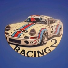 "PORSCHE-MARTINI-RACING" Blechschild. 20 cm Durchmesser. Mehrfarbig, Neu!