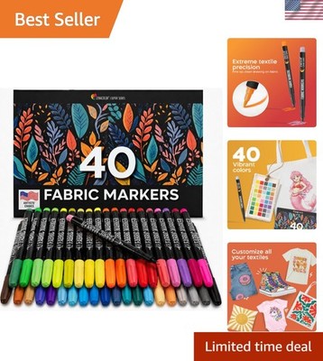 40 Fabric Markers Pens Set - Non Toxic, Indelible and Permanent Fabric Paint ...