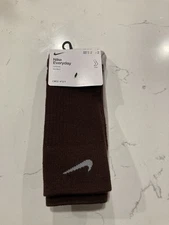 Nike Mens Size L Everyday Cushioned Wool Blend Brown Crew Socks 2 Pair