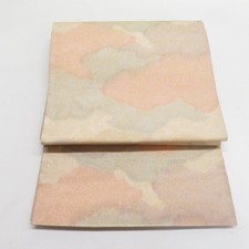 Japanese Kimono Fukuro Obi Silk Tsuzure Cloud Pattern Gold 173.2inch Women's