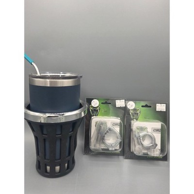 Ciro Big Ass Drink Cup Holder Black Chrome Dealership Display Large NWT Mount