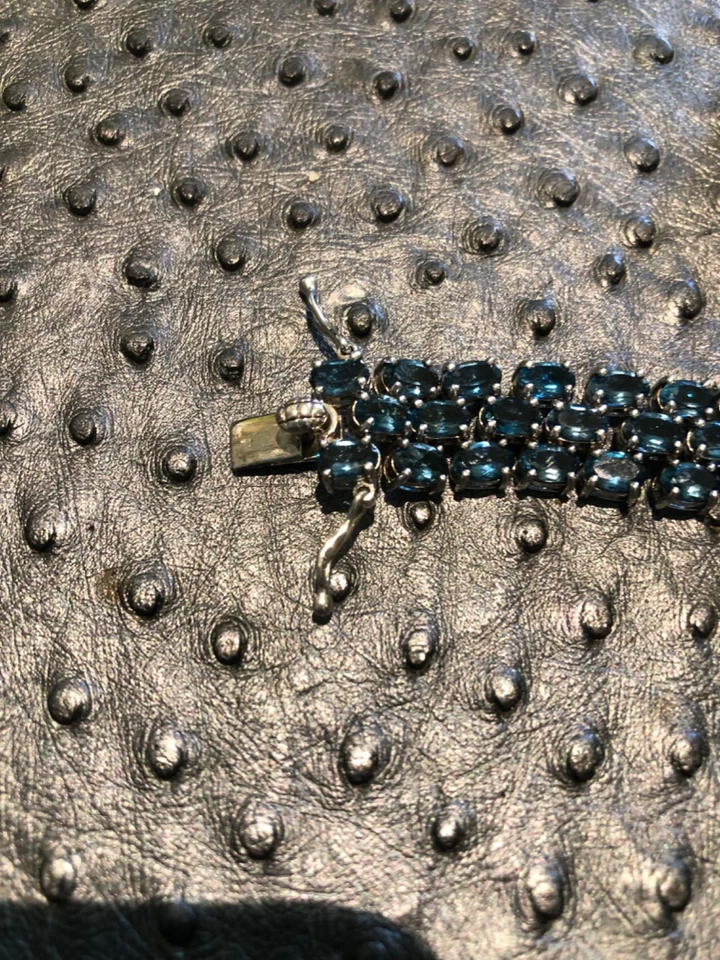 Edeles Armband Damen 925 Silber, Saphire Edelstein London Blue - Bild 4 von 4