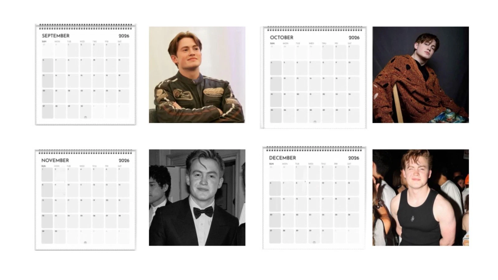 2026 Kit Connor Calendar, Heartstopper Inspired Celebrity Fan Gift