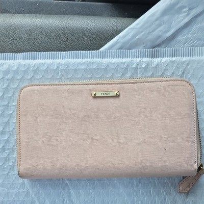 Fendi Pink Zip-Around Women's Wallet Credit Card Solid Logo