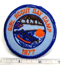 Vintage 1977 Girl Scout Day Camp Patch Tent Canoe Girl Scouts of America GSA B