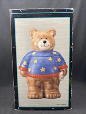 Patriotic Coco Dowley Bear Certified International Cookie Jar ORIGINAL GIFT BOX