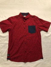 Four Star Eric Koston Men's Button Up Shirt Short Sleeve Red Size Medium Skate