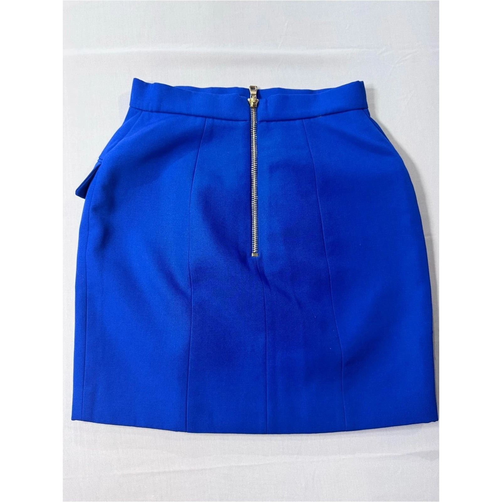 Balmain Electric Blue Double-Breasted Button Wool Mini Skirt 38 image 3