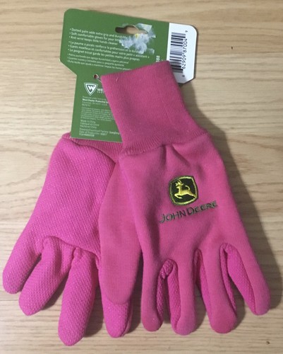 Girls Youth John Deere Tractor Pink Gardening Work Gloves NWT Embroidered Logo