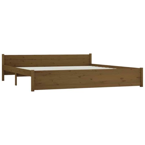 NNEVL Bed Frame Honey Brown Solid Wood 183x203 cm King Size - Picture 4 of 9