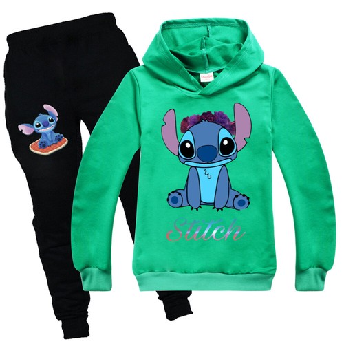 Niños Niñas Lilo & Stitch Sudaderas con Capucha Jersey Sudadera Prendas para el torso + Pantalones Conjunto Chándal - Imagen 30 de 37