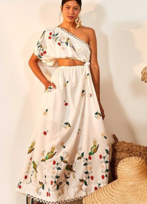 farm rio one shoulder cut out dress Farm Rio One-Shoulder Cutout Flower Dress