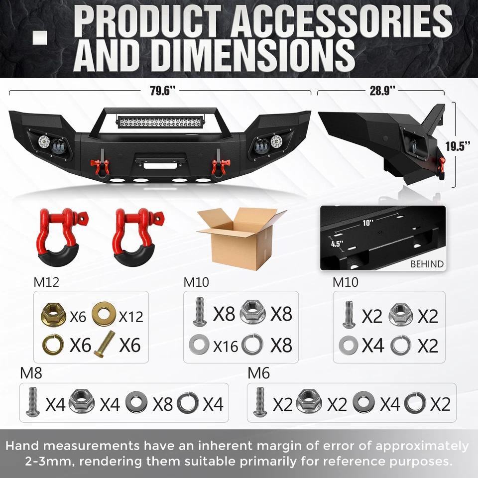 Front Bumper With Sensor Holes & LED Light For GMC Sierra 2500 3500 HD 2015-2019 Foto 4 de 4