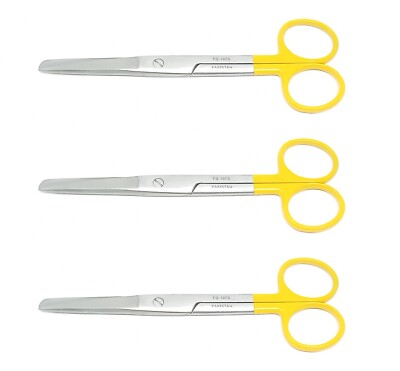 3 Premium Dressing Dissecting/Operating Scissors Yellow 5.5''Straight Sharp/Blunt