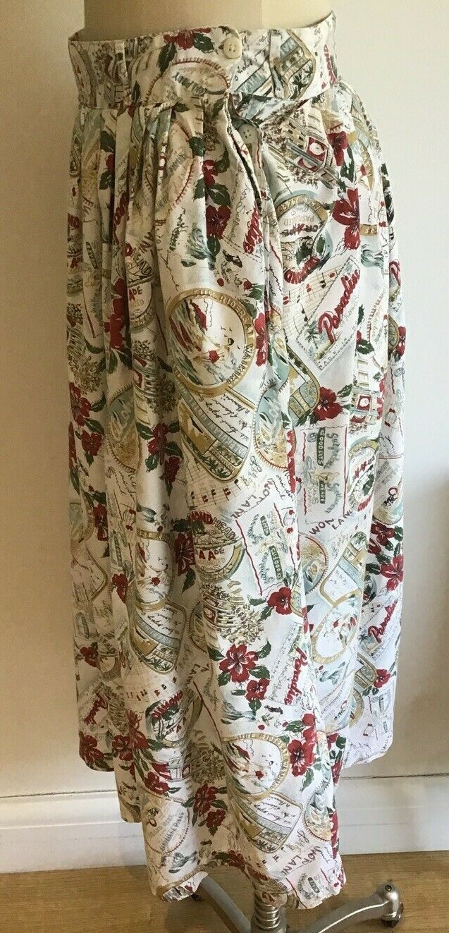 1970s/1980s Miss Selfridge Limited Edition Hawaiian Holiday Skirt, Vintage 14 UK 4