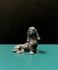 Pewter Basset Puppy Dog Doxie Doxy Dachshund Long Floppy Ears Miniature Figurine