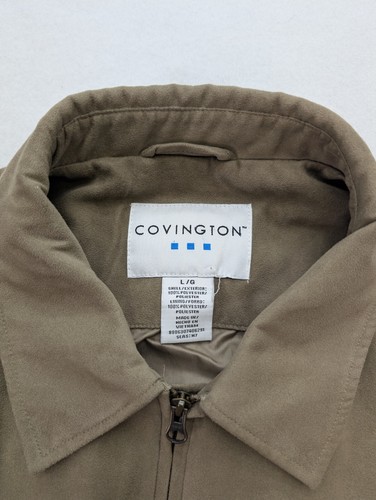 Covington Men's Bomber Jacket Size L Beige Soft Microfiber Full Zip - Picture 3 of 18