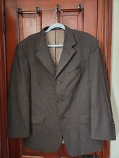 Daniel Hechter Wool Blazer Shoulder Pads Business Coat Brown Pattern