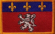 LYON FRANCE Flag Patch With Hook & Loop Fastener Emblem GOLD Border #4
