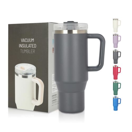 40 Oz Stainless Steel Tumbler With Handle & Straw Vacuum Insulated Travel Mug Fo