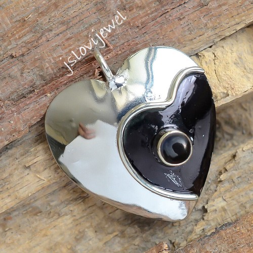 Pendentif En Argent Sterling 925 Fait Main Avec Onyx Noir Naturel - Bijou Neuf Sans Emballage