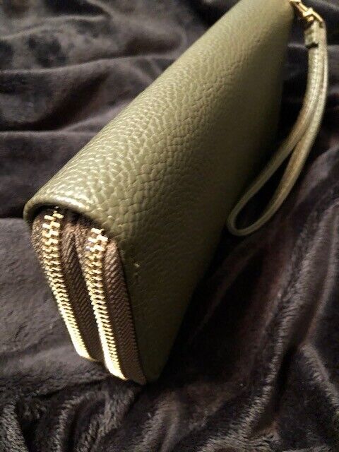 Wristlet - Women's Classic Double Zip Around Wallet -  Brand a New Day - green 