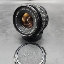 CANON FD 50mm 1:1.8 Manual Focus Lens For SLR Film Camera w Caps