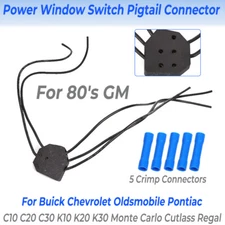 For 80's GM Power Window Switch Pigtail Connector Plug Wire w/ 5 Crimp C10 Regal