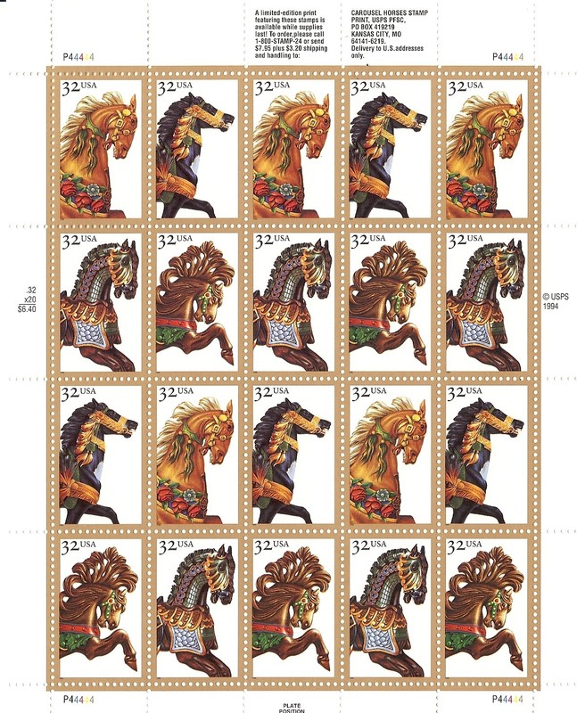 SCOTT #2976-79 US SHEET CAROUSEL HORSES 32 CENT MNH