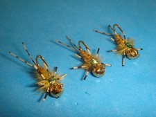 FLY FISHING FLIES - Gold CLASSIC CLINGER DRAKE NYMPH (JIGGED) size #16 (6 pcs.)