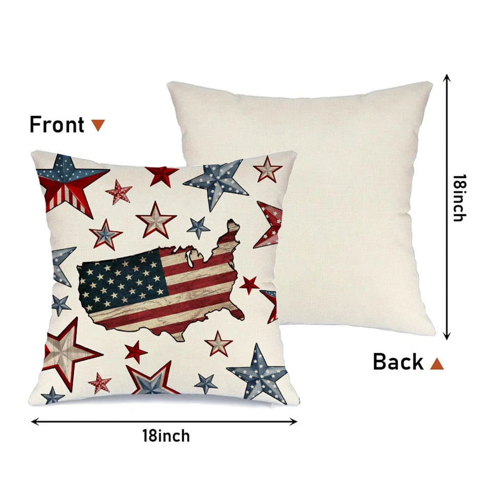 Juego de 4 fundas de almohada 4 de julio decoraciones estrellas de la libertad bandera de Estados Unidos regalo 18x18 Foto 2 de 4