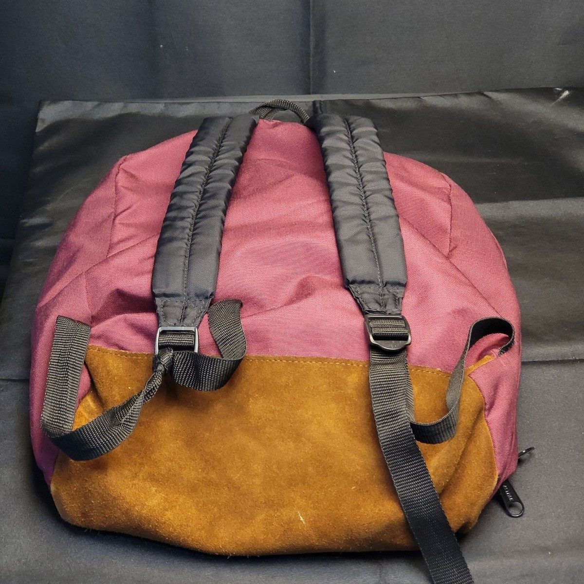 Eastpak Vintage Burgundy Backpack With Brown Suede Bottom