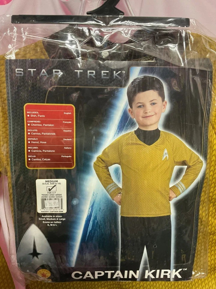 Disfraz de Capitán Kirk de la película Star Trek mediano para niño 2 piezas camisa y pantalones dorados Foto 3 de 4
