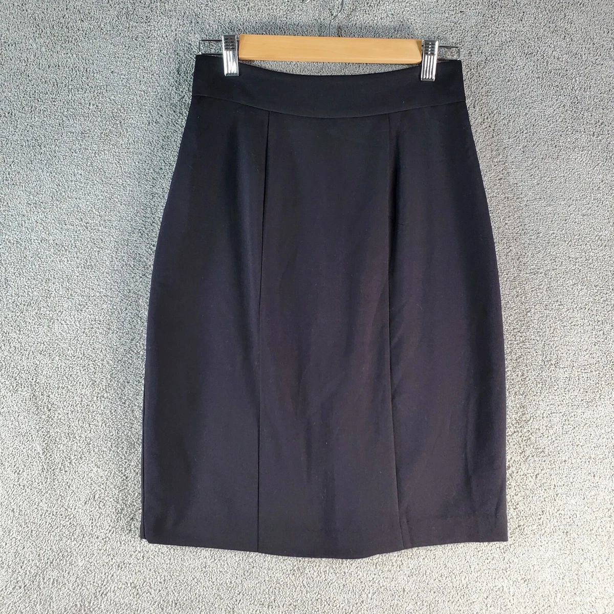 REVIEW Skirt Women 8 Black Straight Pencil Formal Knee Length Zip
