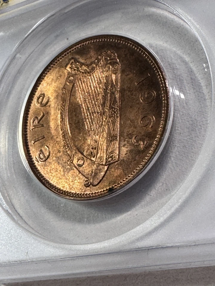 1963 Ireland 1 Penny Graded MS 65 RD by ANACS - Image 3 of 4