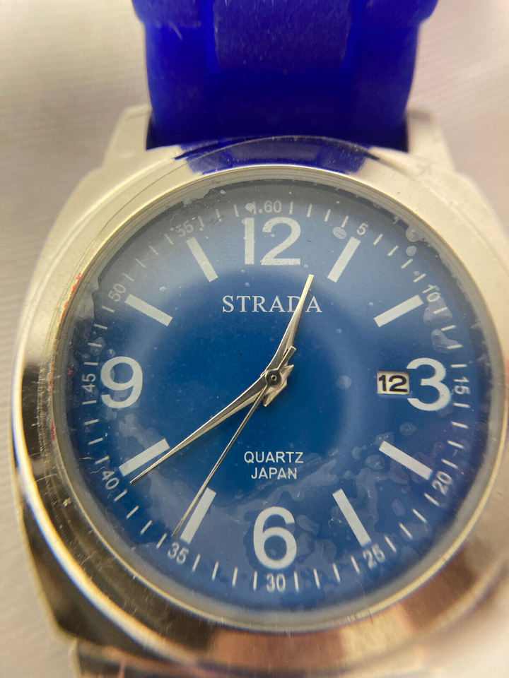 STRADA Quartz Japanese Movement Sports Watch Round Face with Blue Strap ...