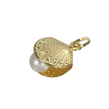 9ct Gold Shell With Pearl Charm