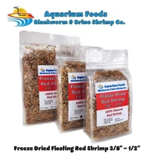 3/8"-1/2" RED SHRIMP FREEZE DRIED RIVER SHRIMP. BEST AVAILABLE!  FREE SHIPPING!