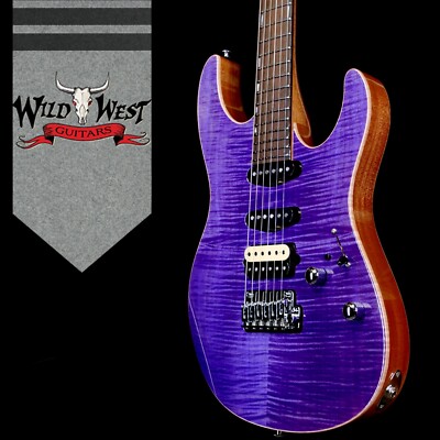 Suhr Custom Set Neck Modern HSS Flame Top Mahogany Body & Neck Trans Purple 6.95