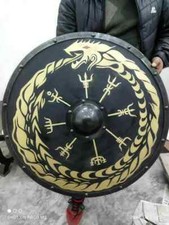Medieval Wooden Round Shield Viking Shield Vintage Battle Ready Shield Gift 30"