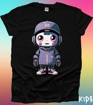 Niedliches Roboter Film Android AI T-Shirt hochwertig Junge Mädchen MESSAGE ME THE GRÖSSE