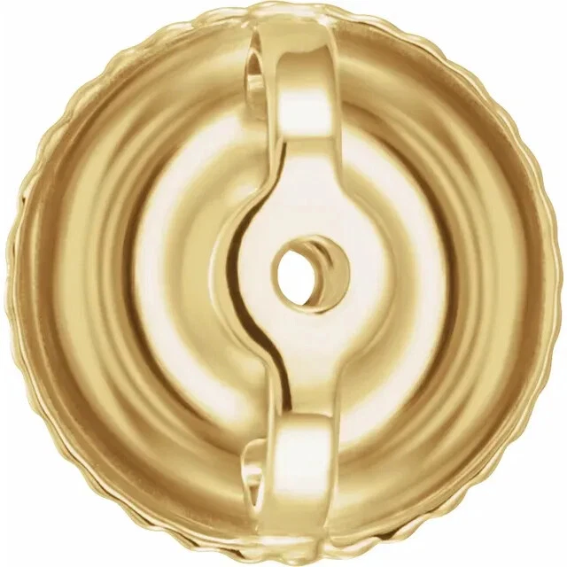 14K Yellow Gold Round Pre-Notched Stud Earring Mount Setting Threaded - 1 Piece - Image 4 of 4