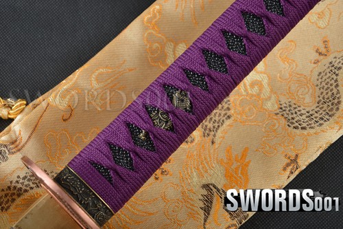 Noble Purple Ito Sageo Handmade Folded Steel Blade Japnese katana Samurai Sword - Picture 5 of 12