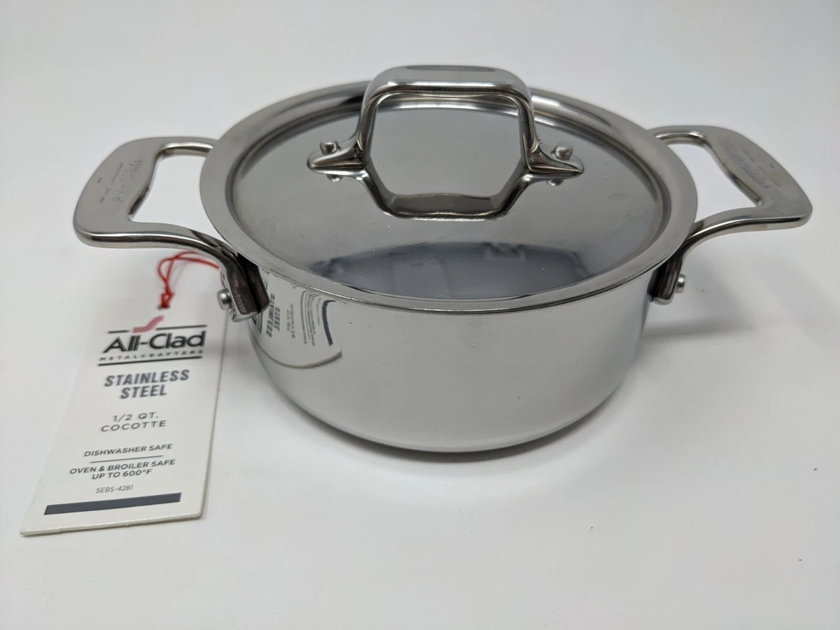 All Clad Mini Stainless Steel Cocotte .5 Quart With Lid Specialty