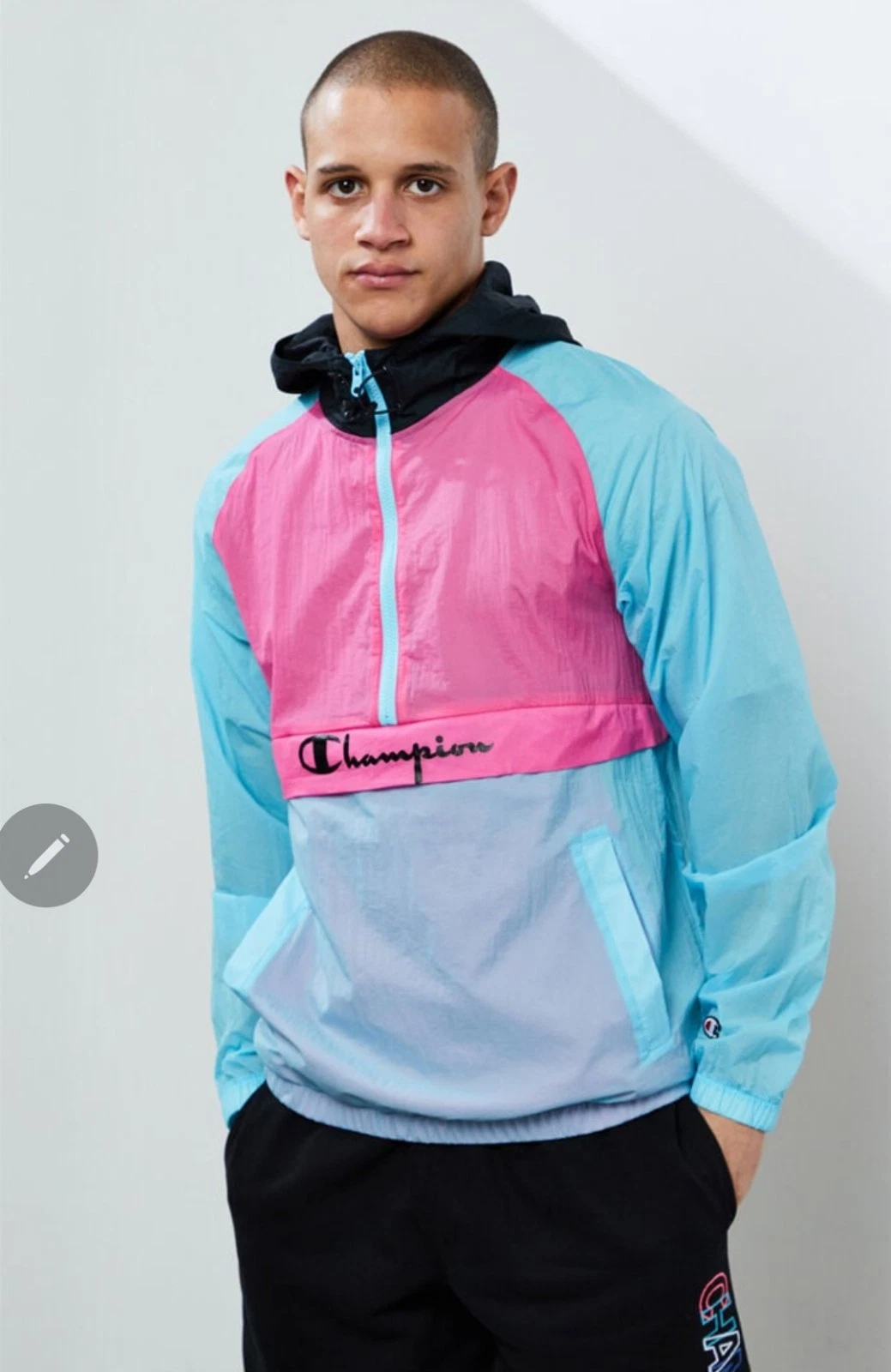 Champion Packable Manorak Colorblock Windbreaker Nylon Jacket Y2K Retro 90s S