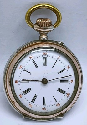 Vintage um 1900 AJ Adler auf Anker 800 massiv Silber 10 Rubis 31 mm Anhänger Taschenuhr