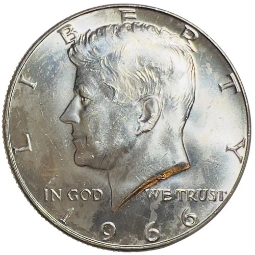 1966 P Kennedy Half Dollar 40% Silver 50¢ US Coin UNC #381