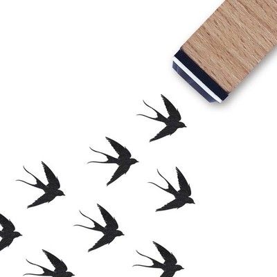 Flying Bird Rubber Stamp, 3/5 Inch Small inch (15 mm) diameter, Brown 